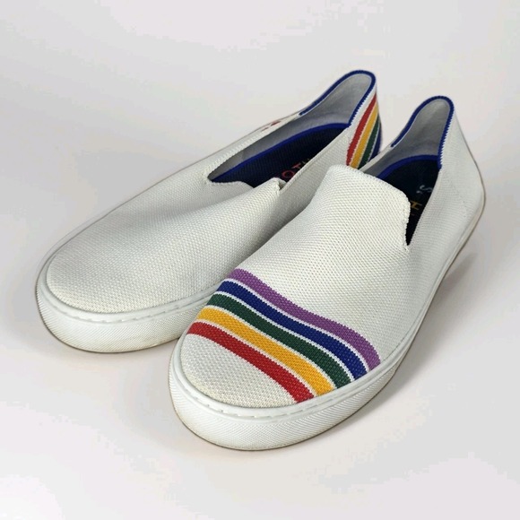 Rothy’s Shoes - Rothy's The Sneaker WHITE RAINBOW SF Limited Edition Women's 8 Slip On Pride